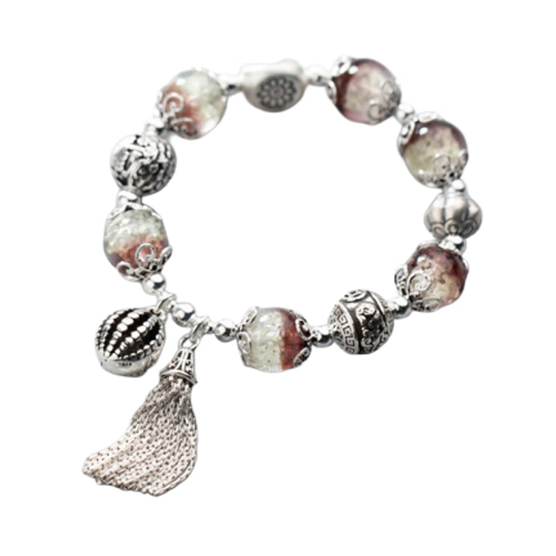 沫兰 民族风琉璃珠荷花手链