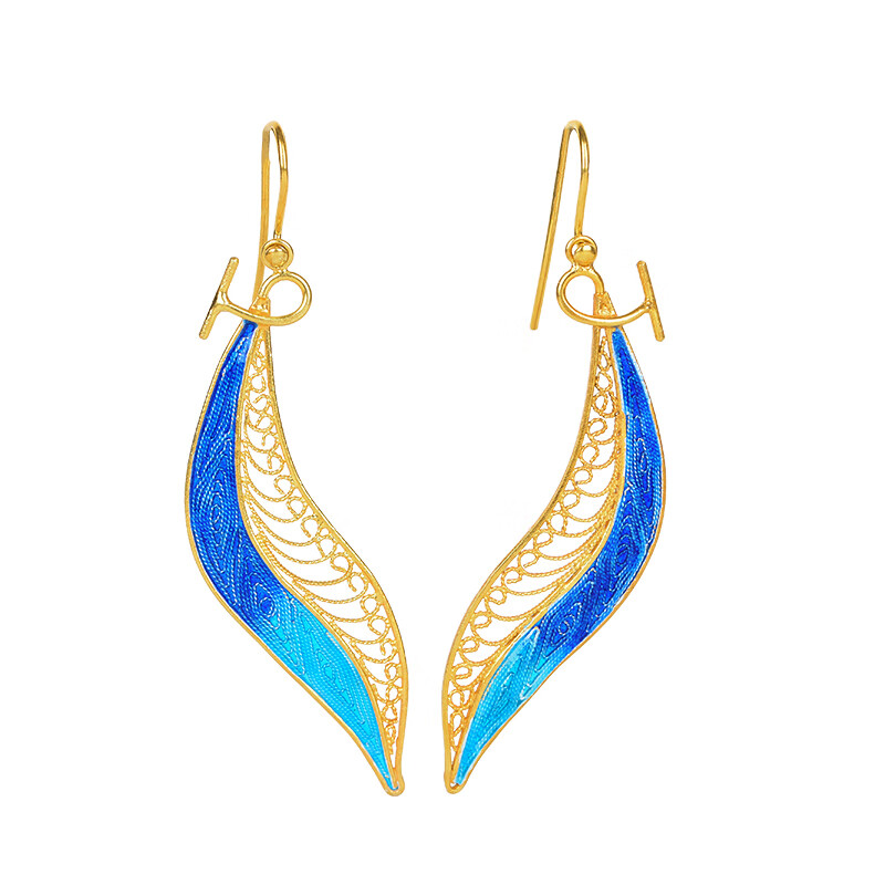 故宫轻羽流年花丝耳饰