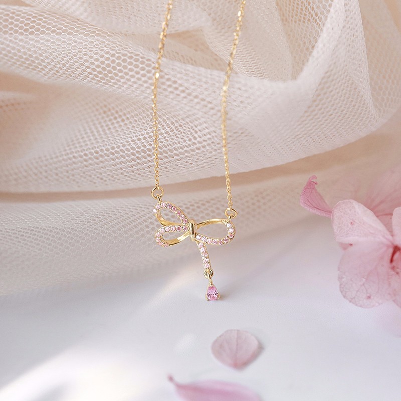 叙美 S925纯银蝴蝶结项链