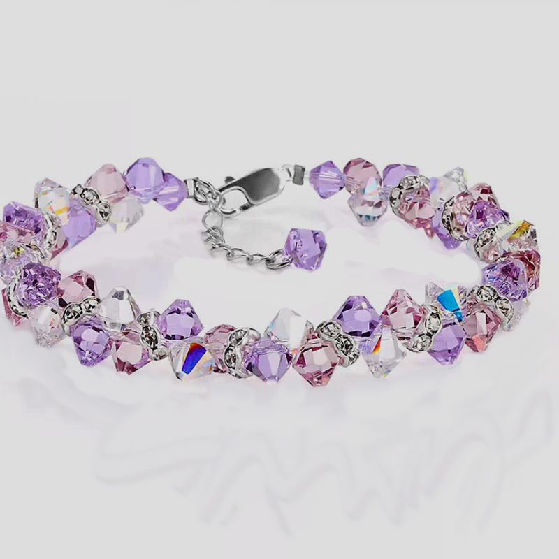 千寻海风 银紫水晶薰衣草银手链