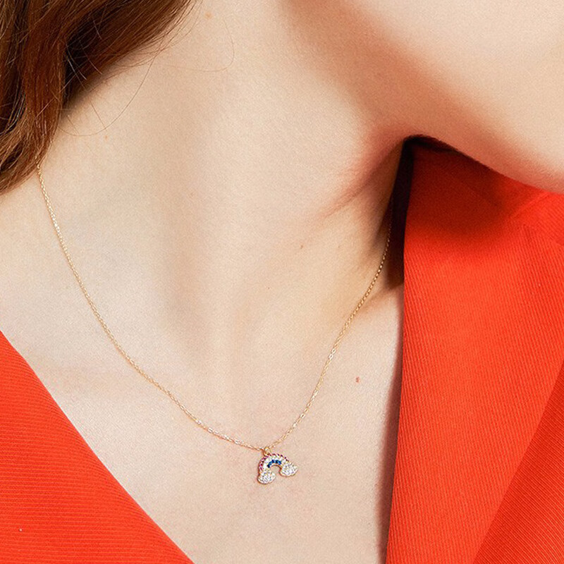 ZEGL 彩虹纯银 玫瑰金项链