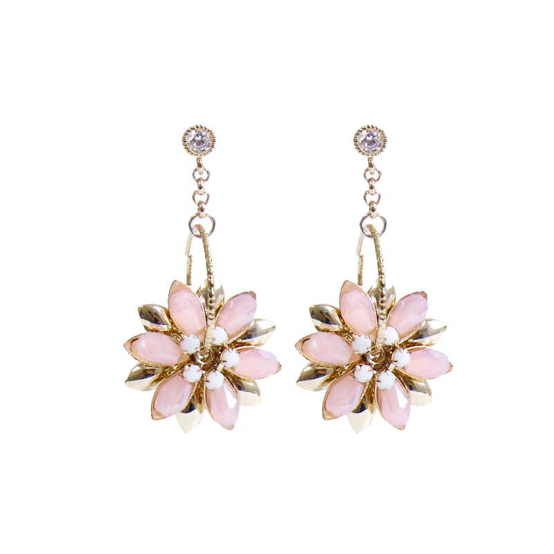 伊黛儿 圆形双面花朵耳环