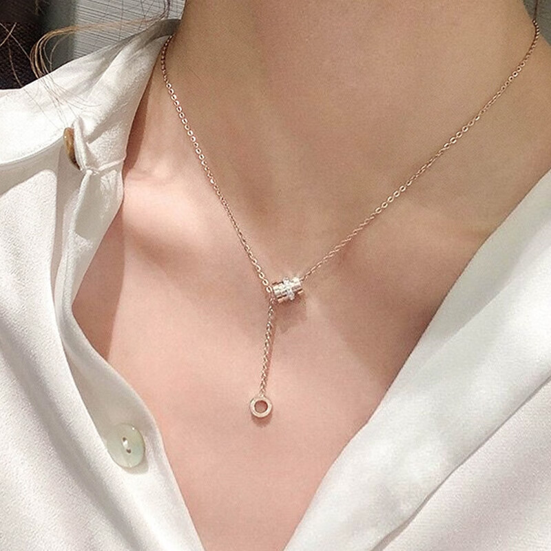 束芬 小蛮腰转运珠 玫瑰金项链