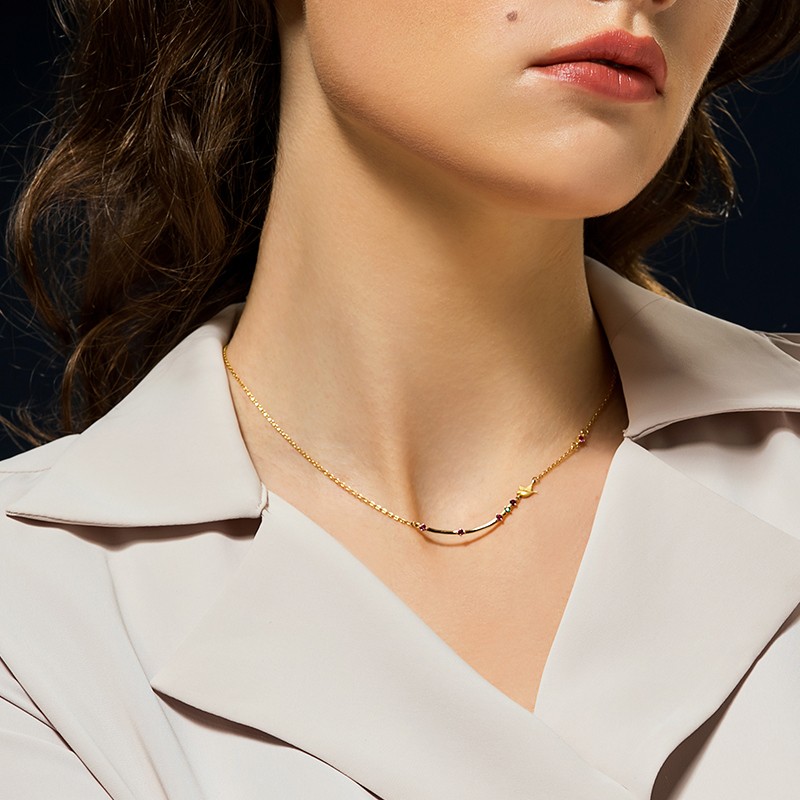 索缇朵 立体小鸟衔宝项链