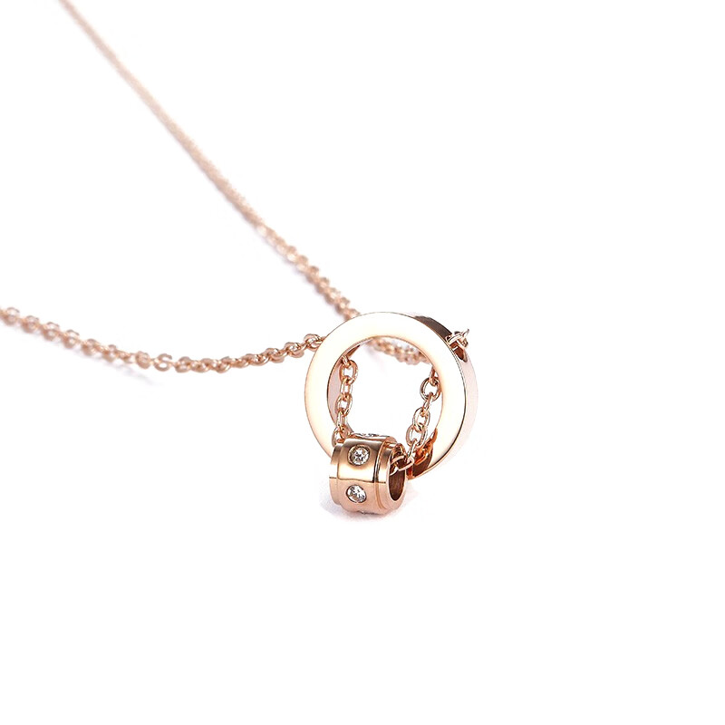 LK 双环串联 彩金项链