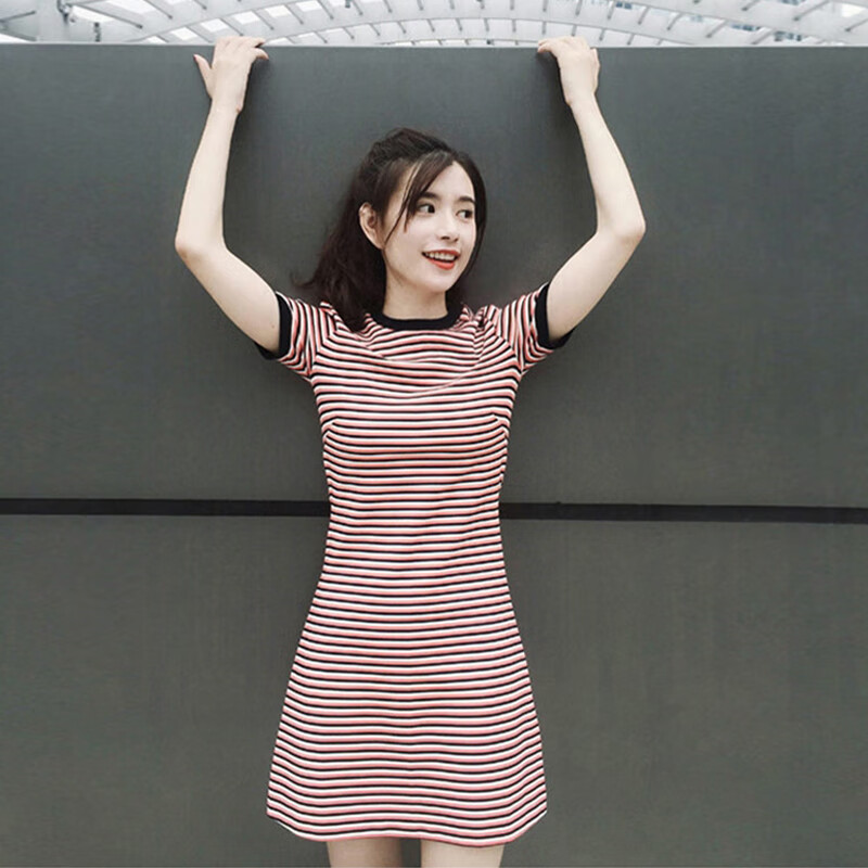 Miss nitaly Hong Kong fashion brand Korean version small fresh skirt 2022 summer new European and American small man stripe slim casual French minority commuter dress