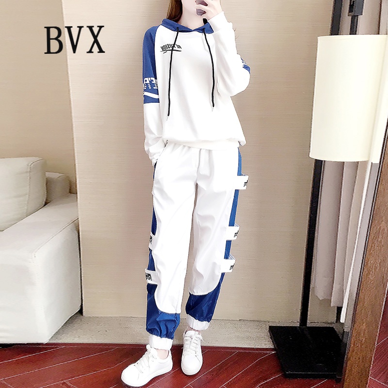 Bvx Hong Kong fashion brand leisure suit women's new Korean loose autumn women's dress fashion foreign style Hooded Sweater trend hip hop sportswear two-piece set