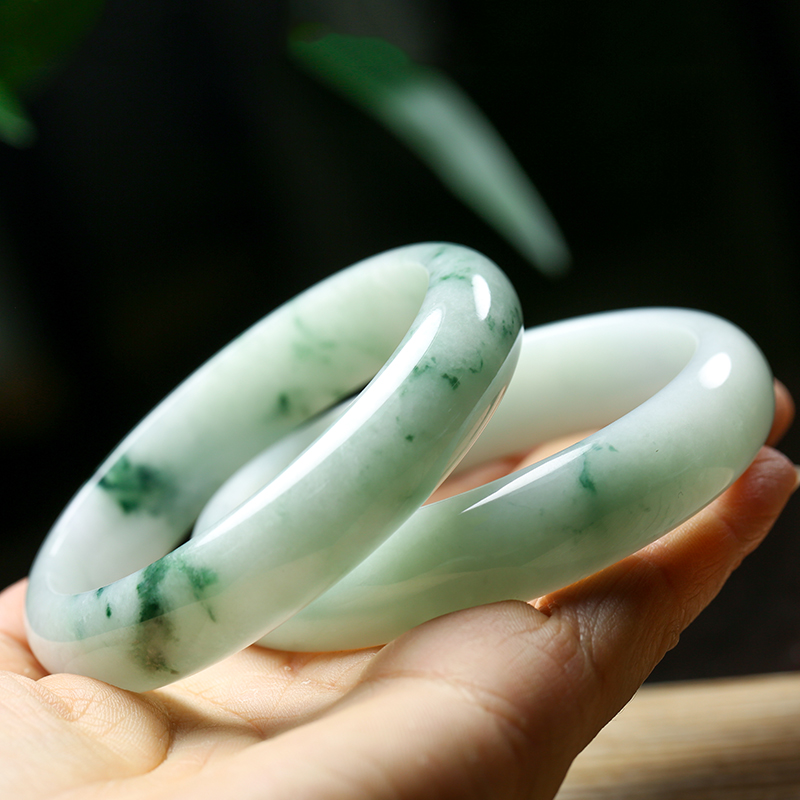 净心石 飘花翡翠素玉石镯