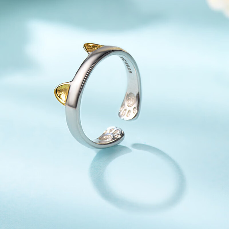 萌银 原创猫咪分色戒指