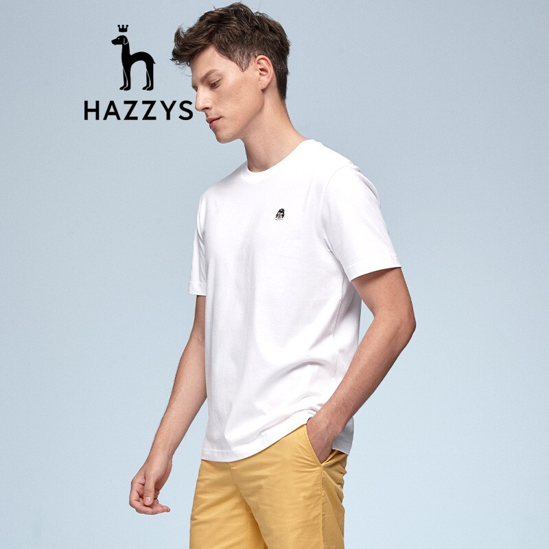 [same style in shopping mall] haggis hazzys 2022 spring and summer new men's wrinkle resistant round neck short sleeve t-shirt men's astze02bx44y