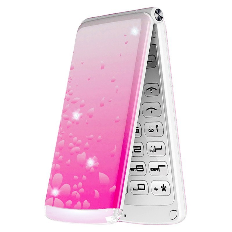 朵唯 玫红色翻盖电信老人机