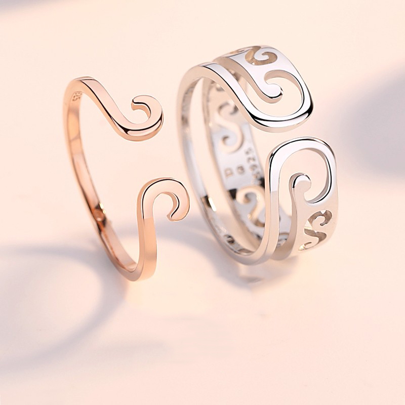 沉鱼落雁纯银情侣戒指