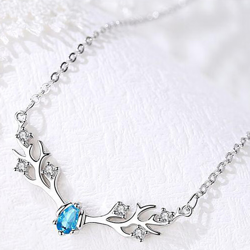 一鹿有你 纯银麋鹿角银项链