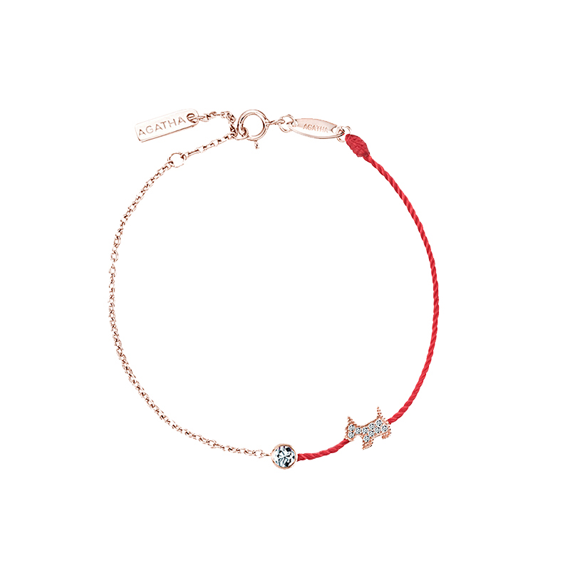 AGATHA 镶钻红绳手链