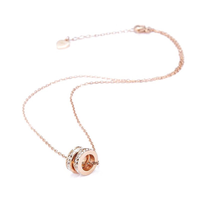 LK 独特心形尾链 彩金项链