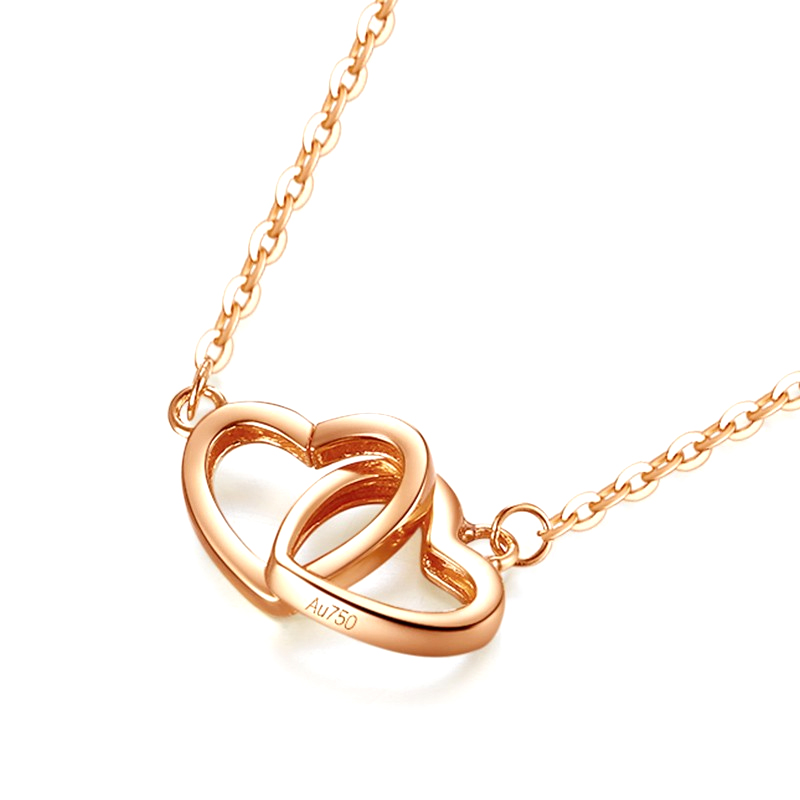 牧笛 双心造型设计 彩金项链