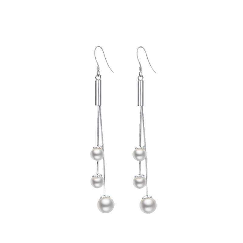 银千惠 流苏珍珠长款耳环