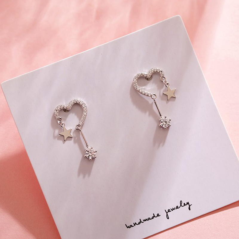 YYEU 闪钻爱心星星耳钉