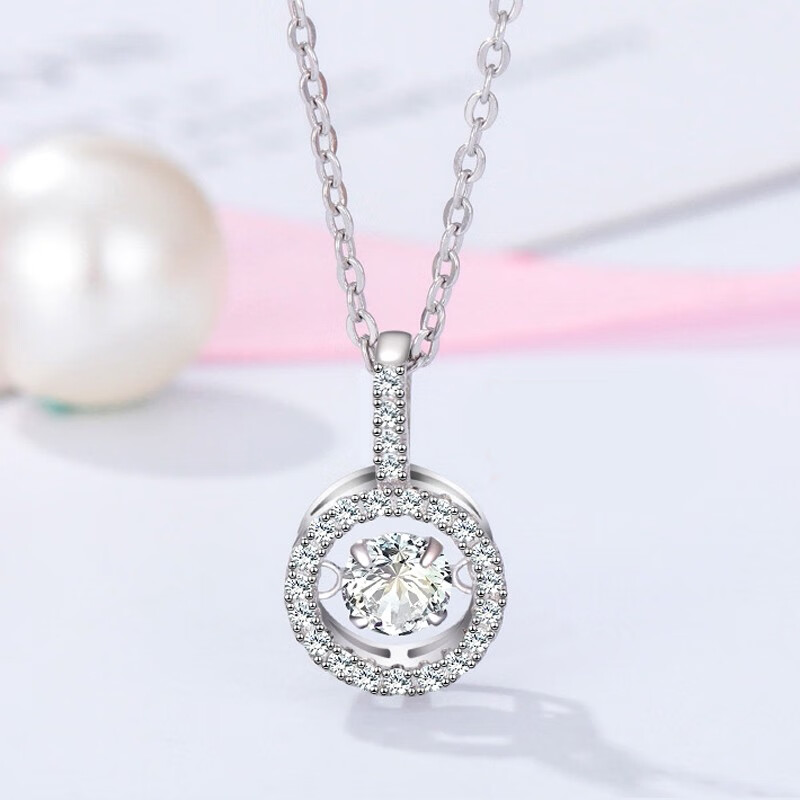 卡恩 立方氧化锆跳动的心锁骨链