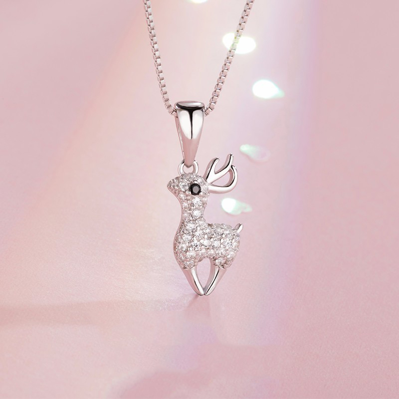花影 S925银小鹿镶钻锁骨链