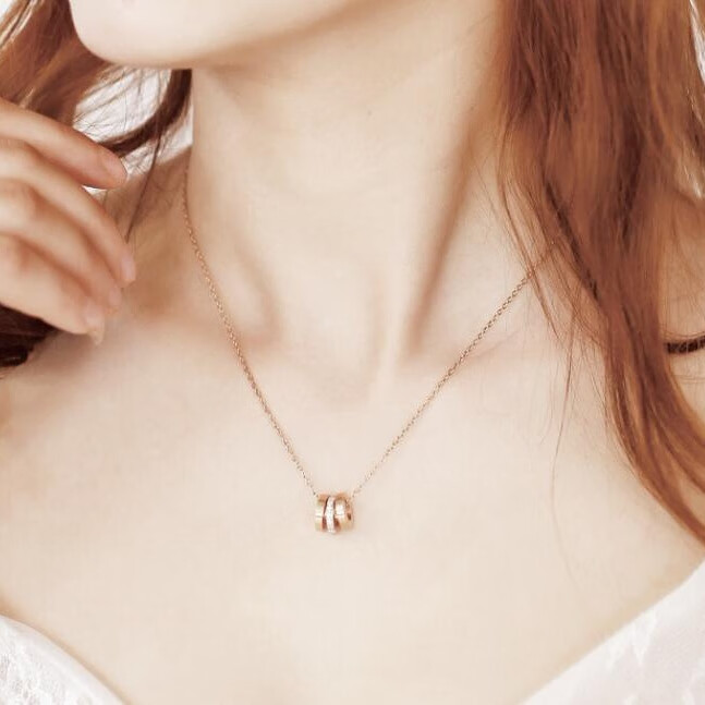 简翊三环吊坠项链