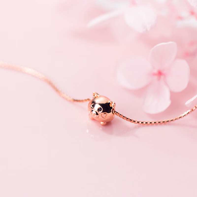 沫兰 福气小金猪纯银项链