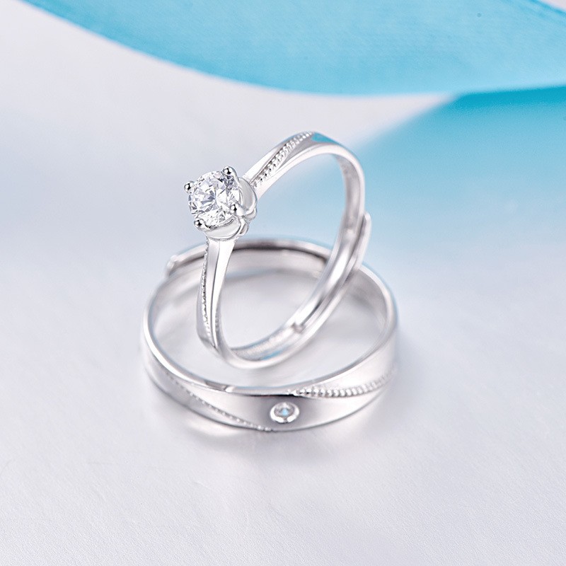 沫兰 时尚简约镶钻开口戒指