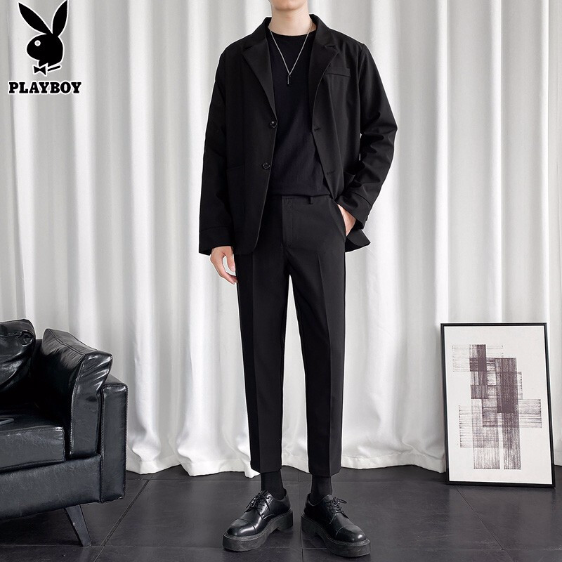 [three piece set] huahuagong suit men's suit spring 2022 new Korean version light business casual slim fit pants handsome youth suit coat men's coat