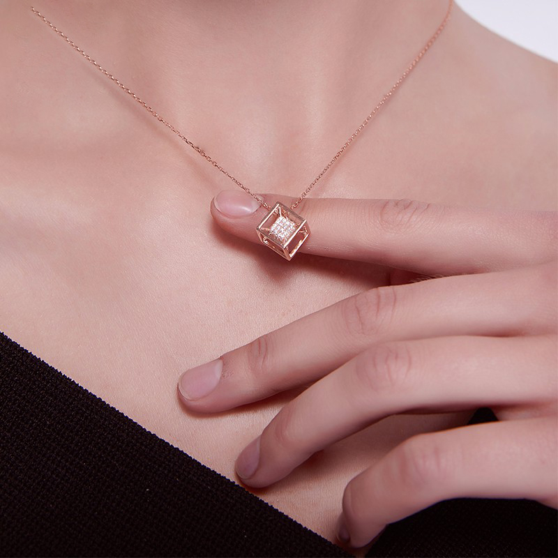 BYJ幸福魔方玫瑰金项链