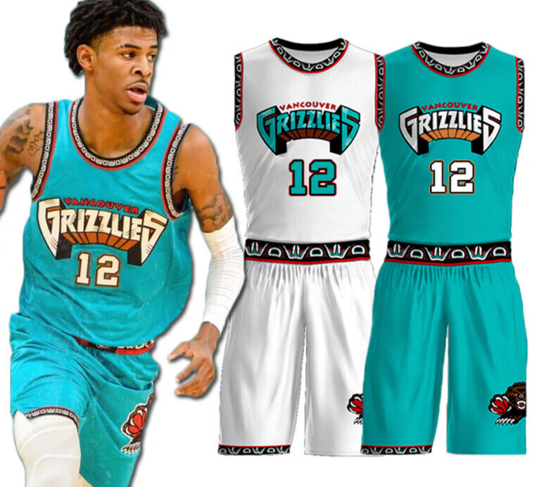 Tengxun sports the same Grizzlies Morant No. 12 retro Jersey basketball suit set customized printing competition team suit customized men and women