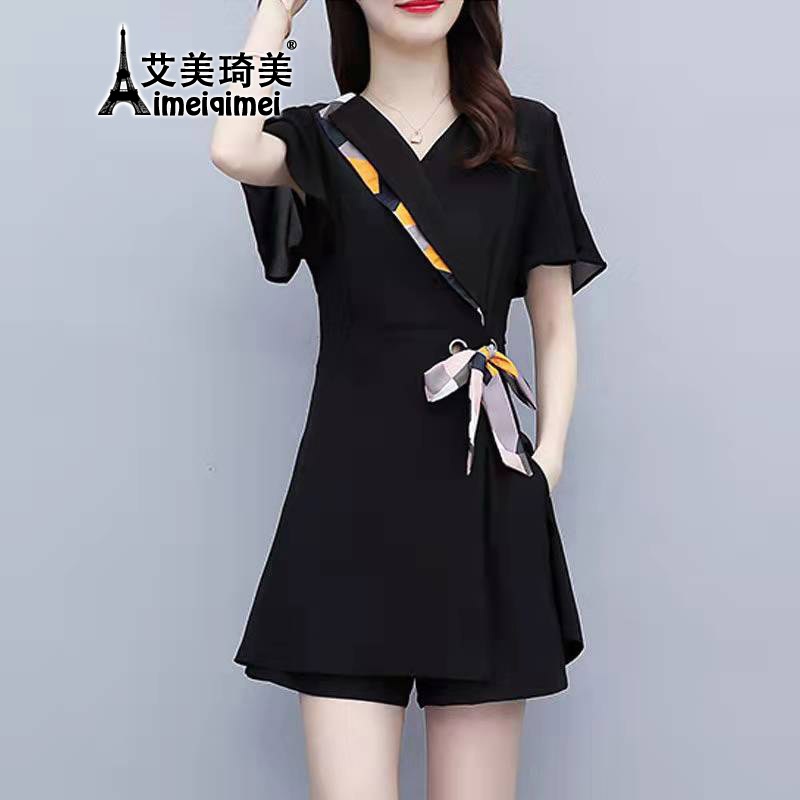 Amy Qimei Chiffon Dress summer 2022 new women's dress Korean fashion temperament small man small fragrance Hepburn slim two-piece suit skirt