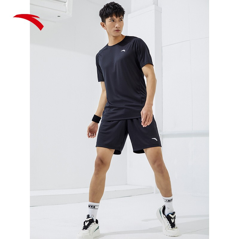 Anta Anta official flagship sports suit men's fitness suit running suit football set two-piece short sleeved Shorts Set