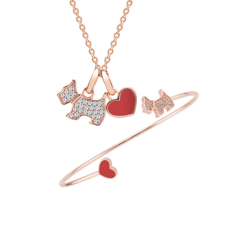 瑷嘉莎 小狗爱心项链