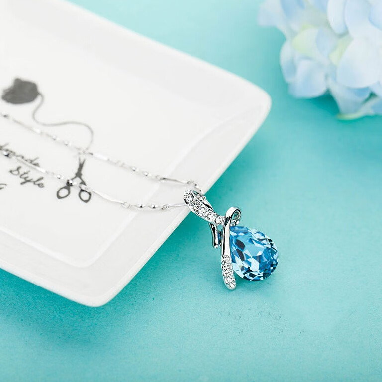 千寻海风 个性天使泪镶钻项链