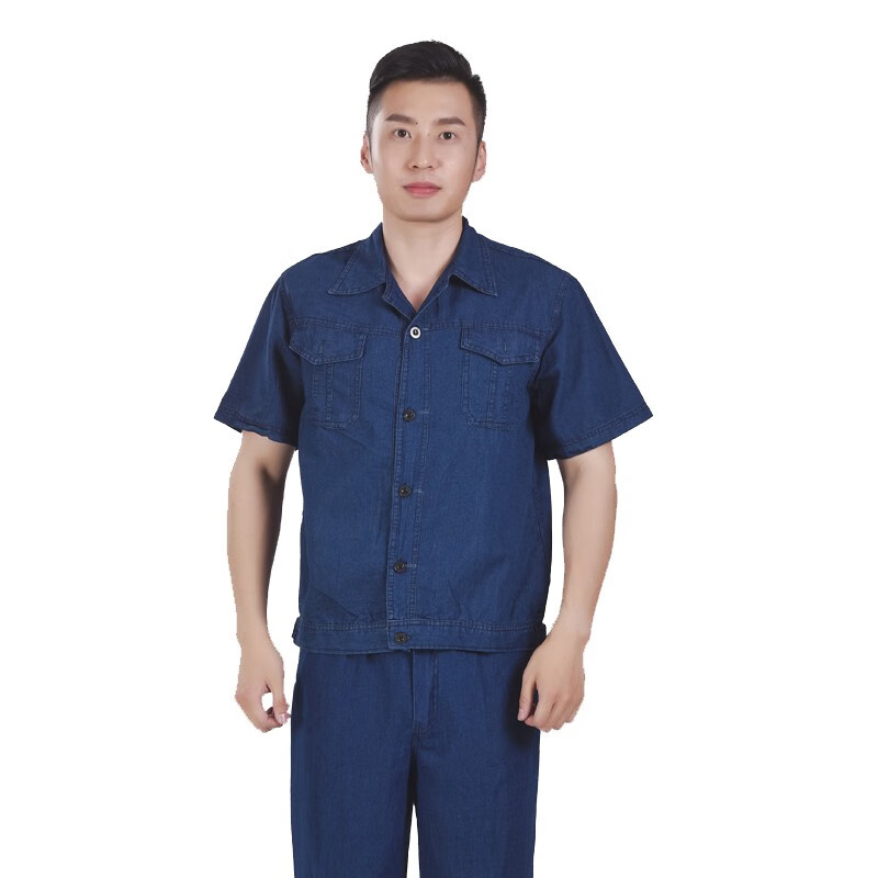 Summer work suit men's long sleeve thin cotton denim work suit electric welding electric work suit labor protection suit short sleeve customization