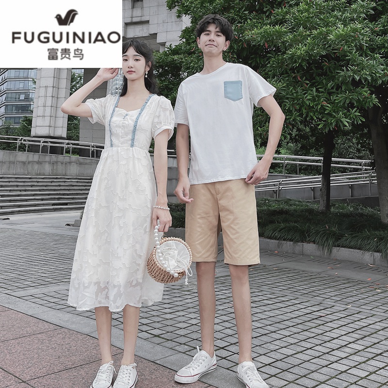 Fuguiniao brand one dress one skirt couple summer dress 2022 new loose short sleeve T-shirt student suit