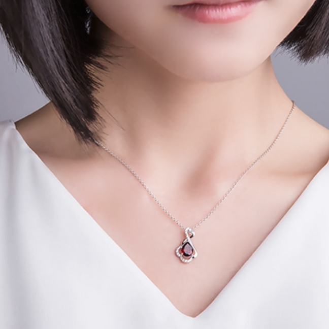 BYJ真知紫水晶爱心银吊坠
