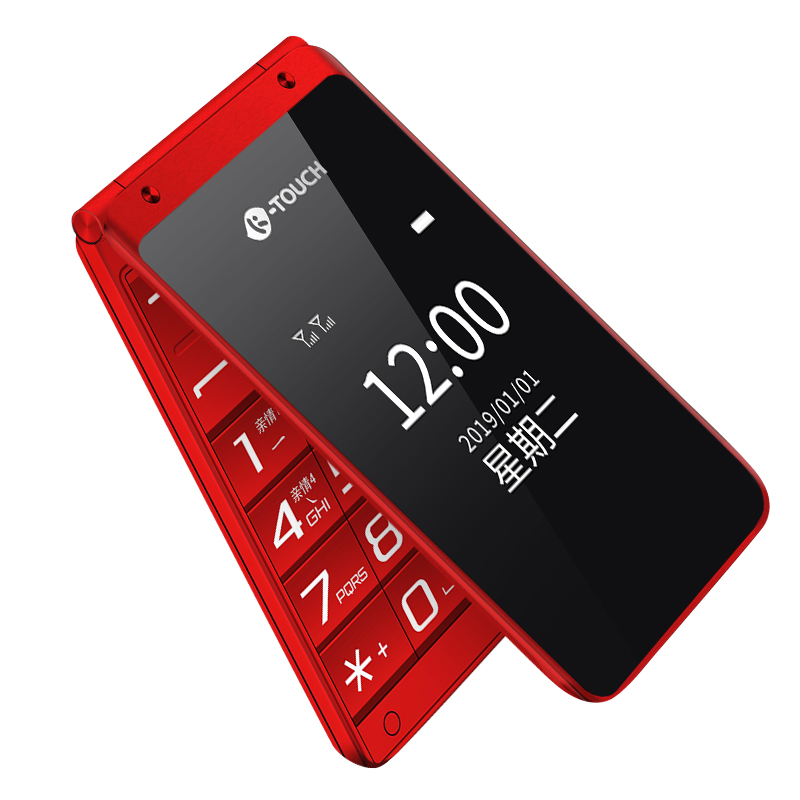 天语 超长待机双屏翻盖老人机