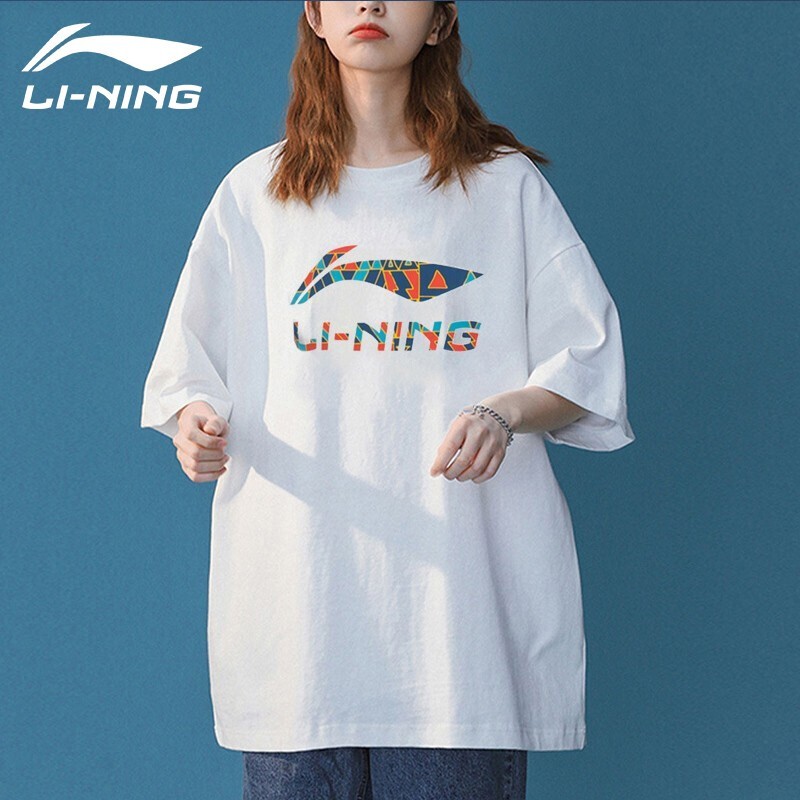 Li-Ning short sleeved T-shirt for men and women the same summer new loose and breathable fashion couple style national fashion sports half sleeved T-shirt