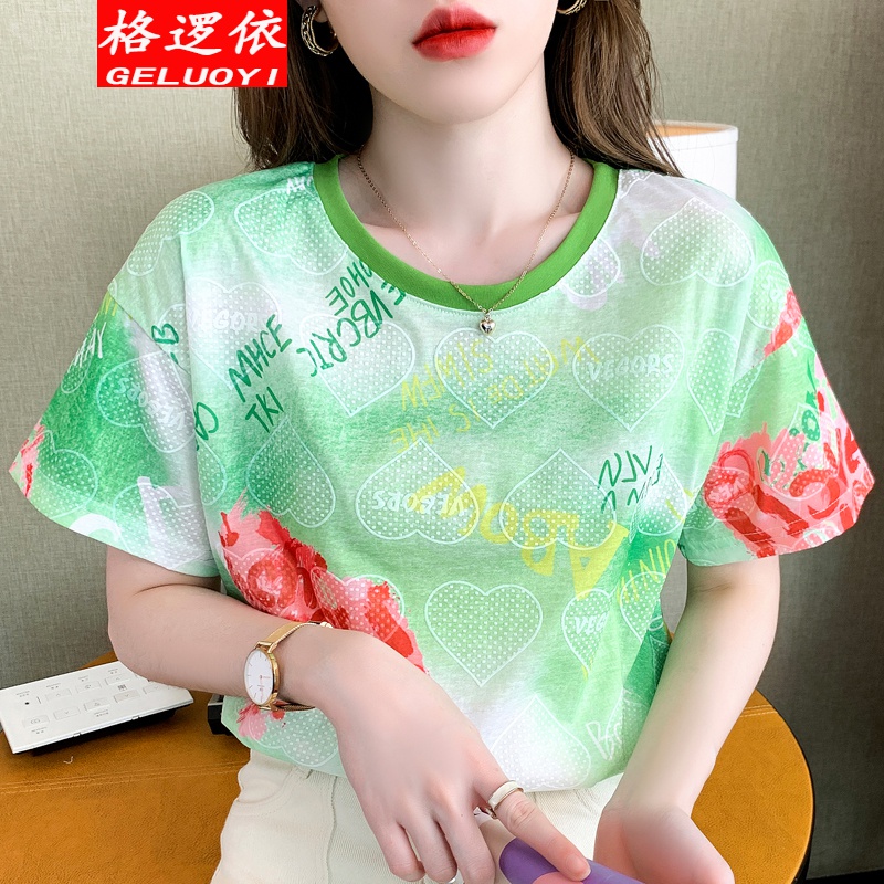Geluoyi short sleeved T-shirt women's wear summer 2022 new Korean version loose personality foreign style short sleeved women's three-dimensional texture fashion comfortable top women