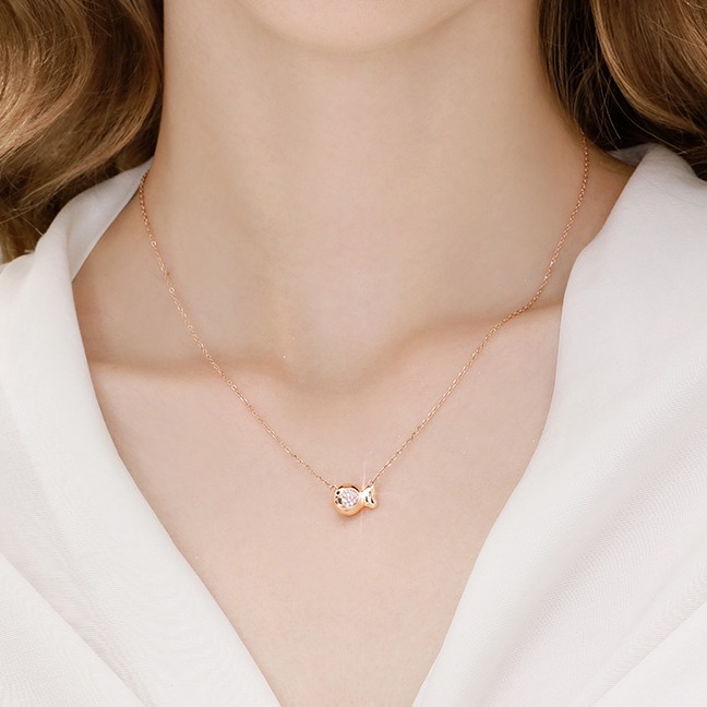 T400 爱心小丑鱼银项链