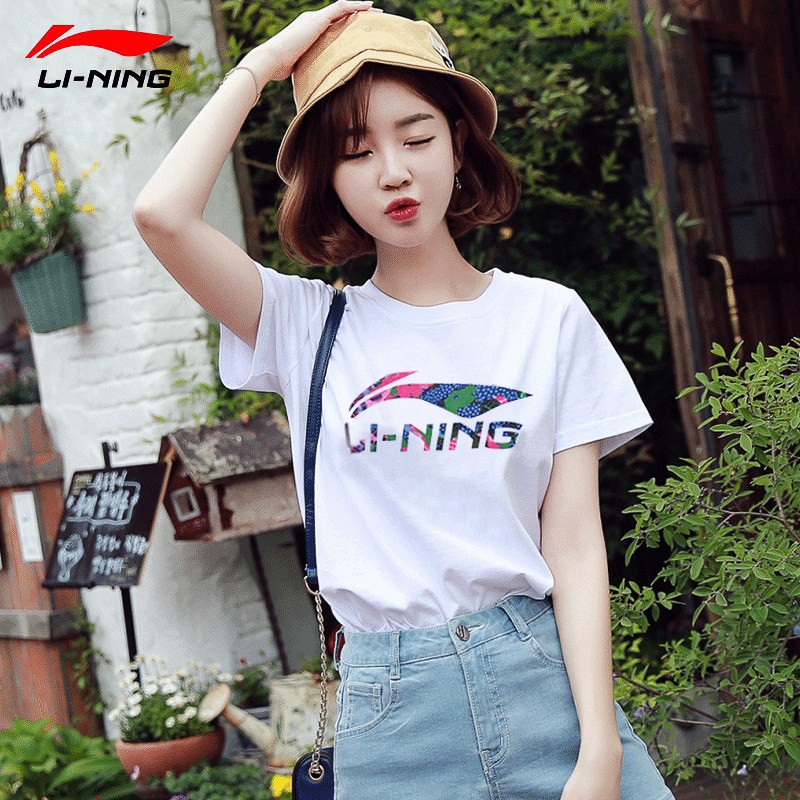 Li Ning short sleeved women's 2022 spring and summer sports fashion series women's sweat absorbing breathable comfortable short sleeved T-shirt running fitness culture shirt