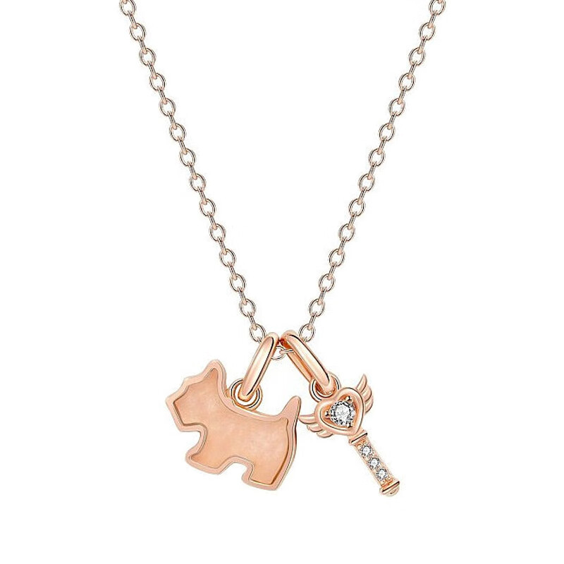 瑷嘉莎 玫瑰金小狗项链