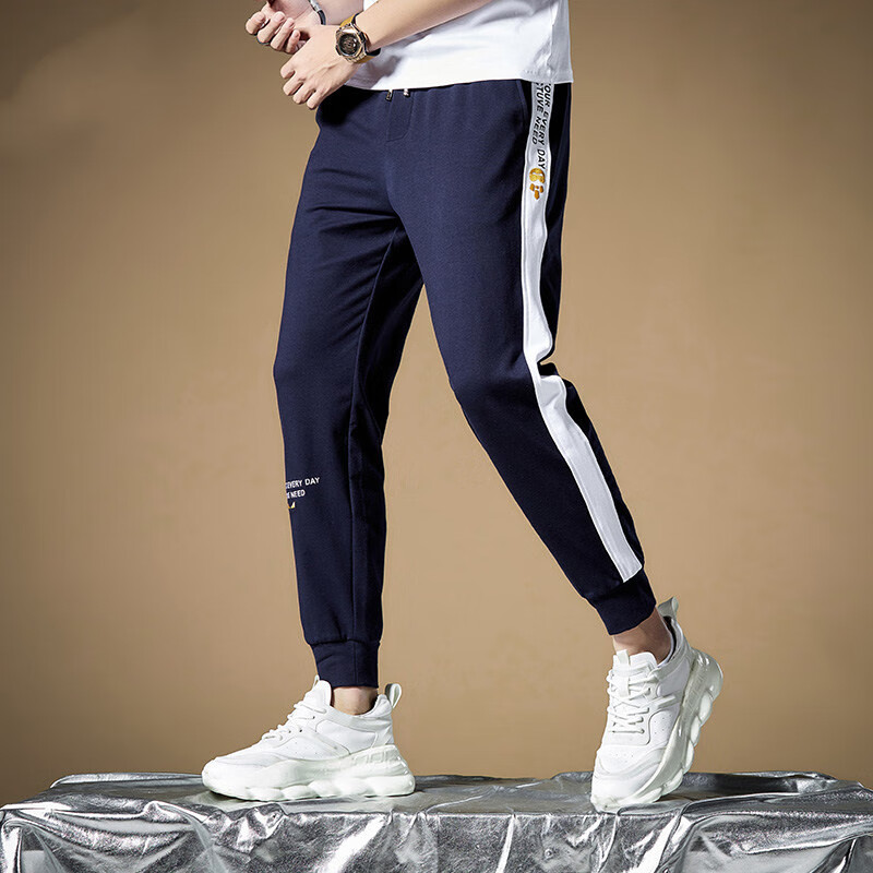 Npz Hong Kong fashion brand 2022 spring and summer new men's fashion color matching casual pants men's fashion embroidery thin sports Capris men's