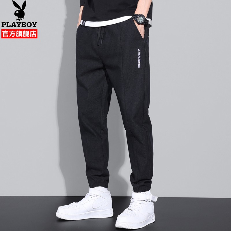 Playboy Leggings men's pants men's 2022 summer new youth fashion ins pants Korean casual pants versatile small legged men's pants men's wear