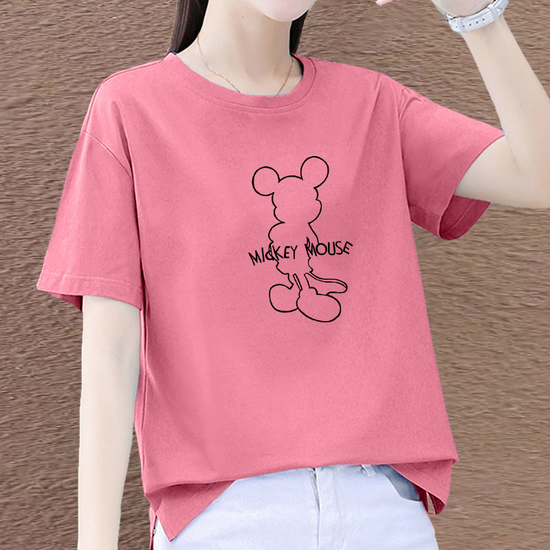 Cryytz Hong Kong Light luxury fashion brand 2022 new summer short sleeve T-shirt women's Mickey mouse letter print loose half sleeve slim trend versatile top