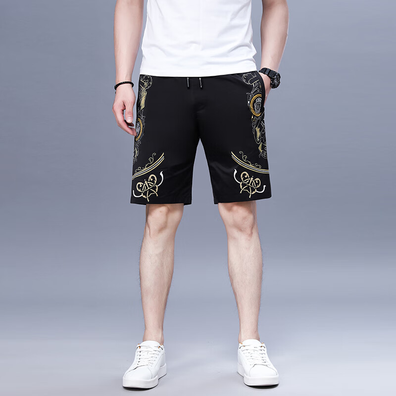 Classic car light luxury brand men's wear men's Shorts New Summer men's beach pants men's loose casual casual middle-aged men's shorts business casual Classic car light luxury brand men's wear men's Shorts New Summer men's beach pants men's loose casual casual middle-aged men's shorts business casual