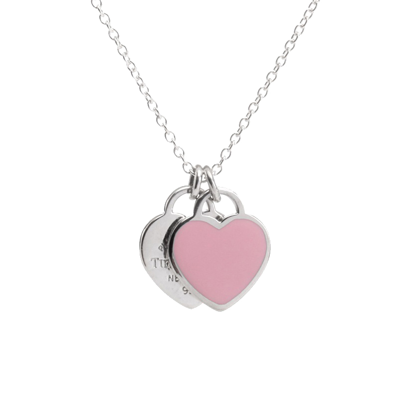 蒂芙尼 珐琅奢华双心吊坠