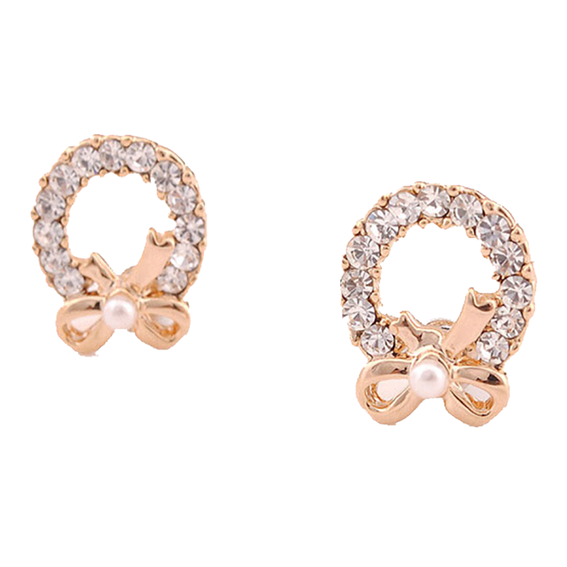 壹絮 圆形蝴蝶结耳环