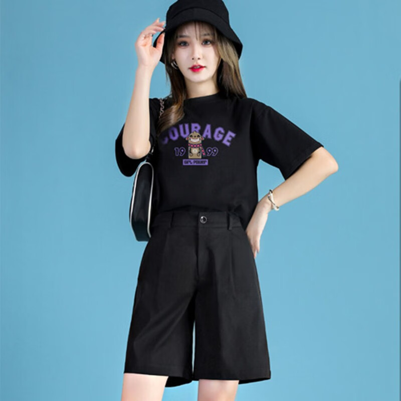 Jasken two-piece 2022 new short sleeved T-shirt women's suit Korean casual fashion sportswear student middle and youth pants short